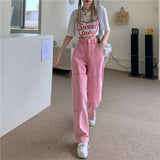 High Waisted Pink Work Jeans