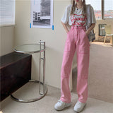 High Waisted Pink Work Jeans