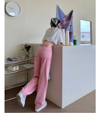 High Waisted Pink Work Jeans