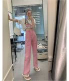 High Waisted Pink Work Jeans