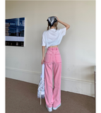 High Waisted Pink Work Jeans