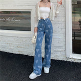 High Waisted Heart Acid Jeans