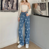 High Waisted Heart Acid Jeans