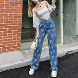 High Waisted Heart Acid Jeans