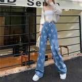 High Waisted Heart Acid Jeans