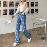 High Waisted Heart Acid Jeans
