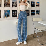 High Waisted Heart Acid Jeans