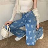 High Waisted Heart Acid Jeans