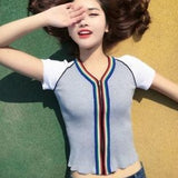 Striped Knitted Crop Top