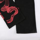 Snake Printed Straight Jeans