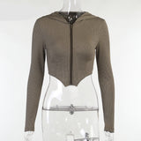 Ribbed Zip Up Corset Hoodie