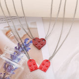 2 Pcs Lego Heart Necklaces