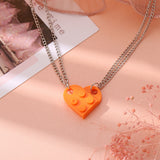 2 Pcs Lego Heart Necklaces