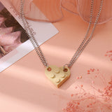 2 Pcs Lego Heart Necklaces