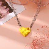 2 Pcs Lego Heart Necklaces