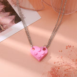 2 Pcs Lego Heart Necklaces