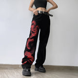 Snake Printed Straight Jeans