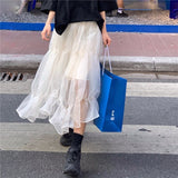 2 Layer High Waist Midi Skirt