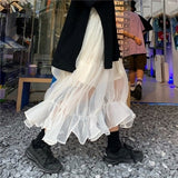2 Layer High Waist Midi Skirt