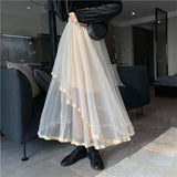 2 Layer High Waist Midi Skirt
