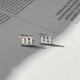 "M" Old English Earrings