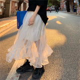 2 Layer High Waist Midi Skirt