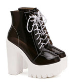 Transparent Platform Lace Up Boots