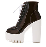 Transparent Platform Lace Up Boots