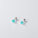 Small Sterling Silver Happy Face Earring