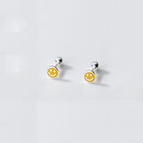 Small Sterling Silver Happy Face Earring