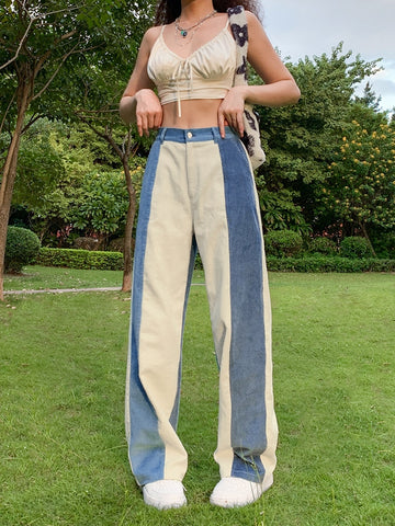 Blue Cream Corduroy Pants