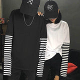 Striped Layered Tee With Extended Sleeves