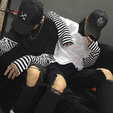 Striped Layered Tee With Extended Sleeves