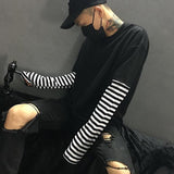 Striped Layered Tee With Extended Sleeves