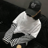 Striped Layered Tee With Extended Sleeves