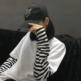 Striped Layered Tee With Extended Sleeves