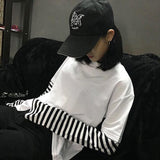Striped Layered Tee With Extended Sleeves