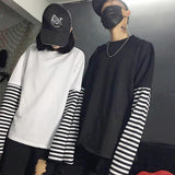 Striped Layered Tee With Extended Sleeves