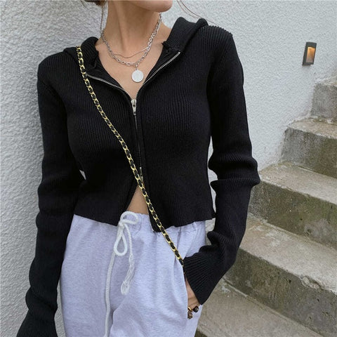 Ribbed Zip Up Hoodie