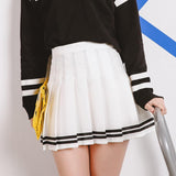 Pleated Striped Skirt