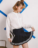 Pleated Striped Skirt