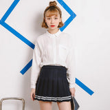 Pleated Striped Skirt