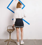 Pleated Striped Skirt