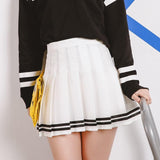 Pleated Striped Skirt