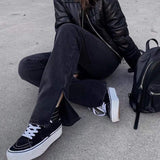 High Waist Side Split Jeans