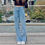 High Waist Side Split Jeans