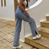 High Waist Side Split Jeans