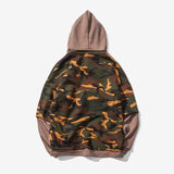 Camouflage Drop Shoulder 2 Layered Hooded Shirt