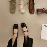 Mary Jane Low Heel Leather Shoes