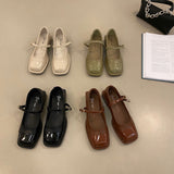 Mary Jane Low Heel Leather Shoes